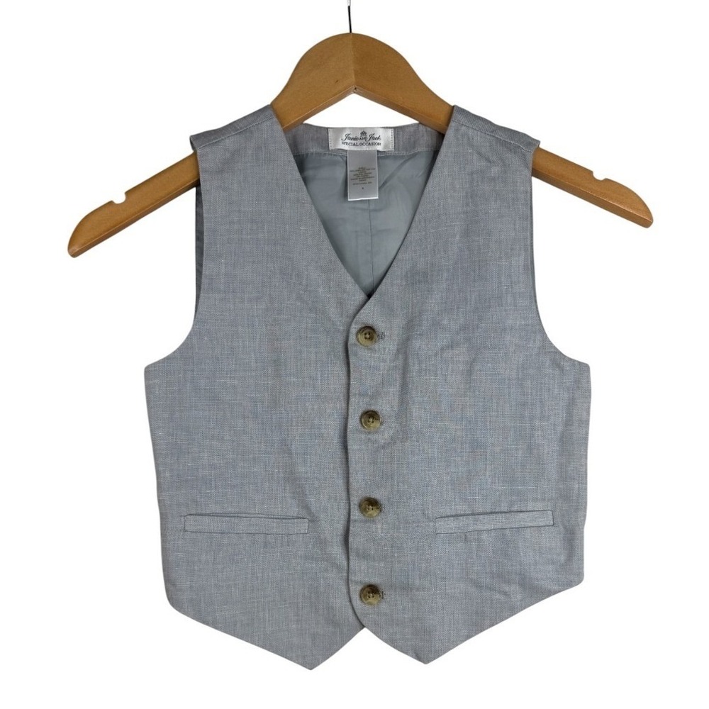 Janie and Jack Special Occasion Gray Boys Formal Vest Size 6 Linen Blend